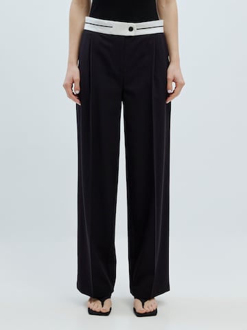 EDITED Wide leg Trousers with creases 'Kadin' in Black: front