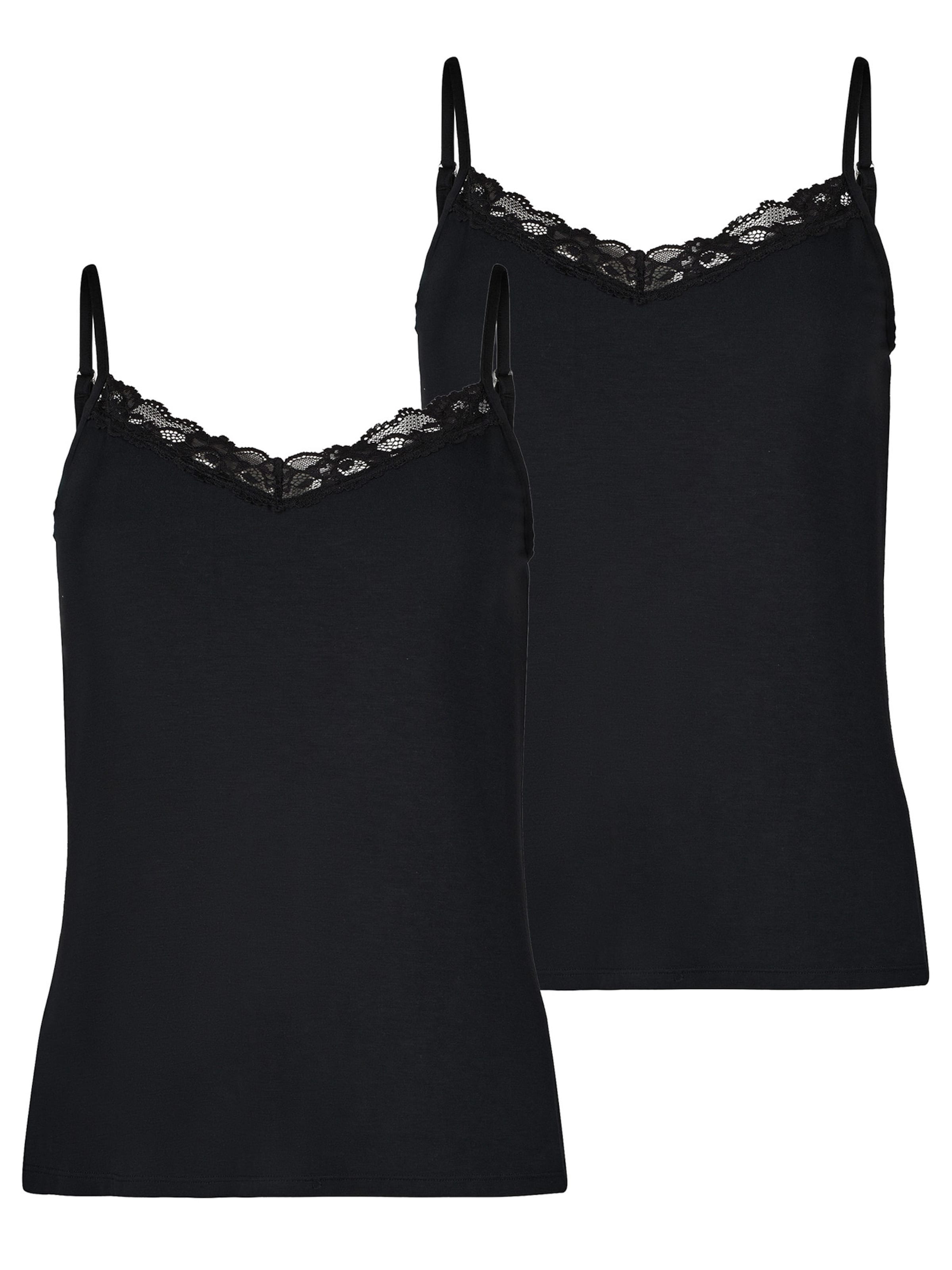 Skiny Spaghettitop ' Modal Lace ' in Schwarz: Vorderseite