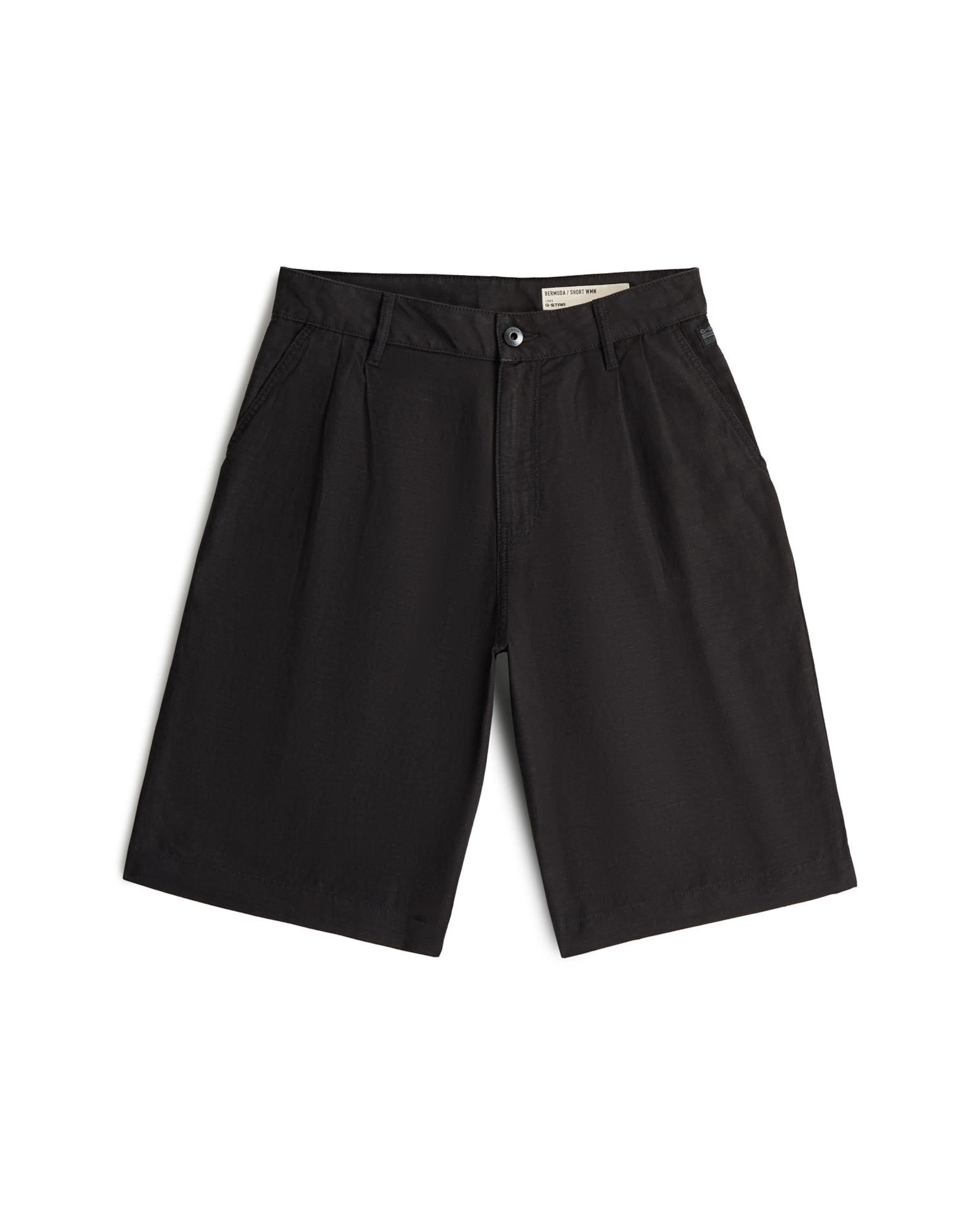 G-STAR Regular Broek 'Pleated Bermuda Short' in Zwart: voorkant