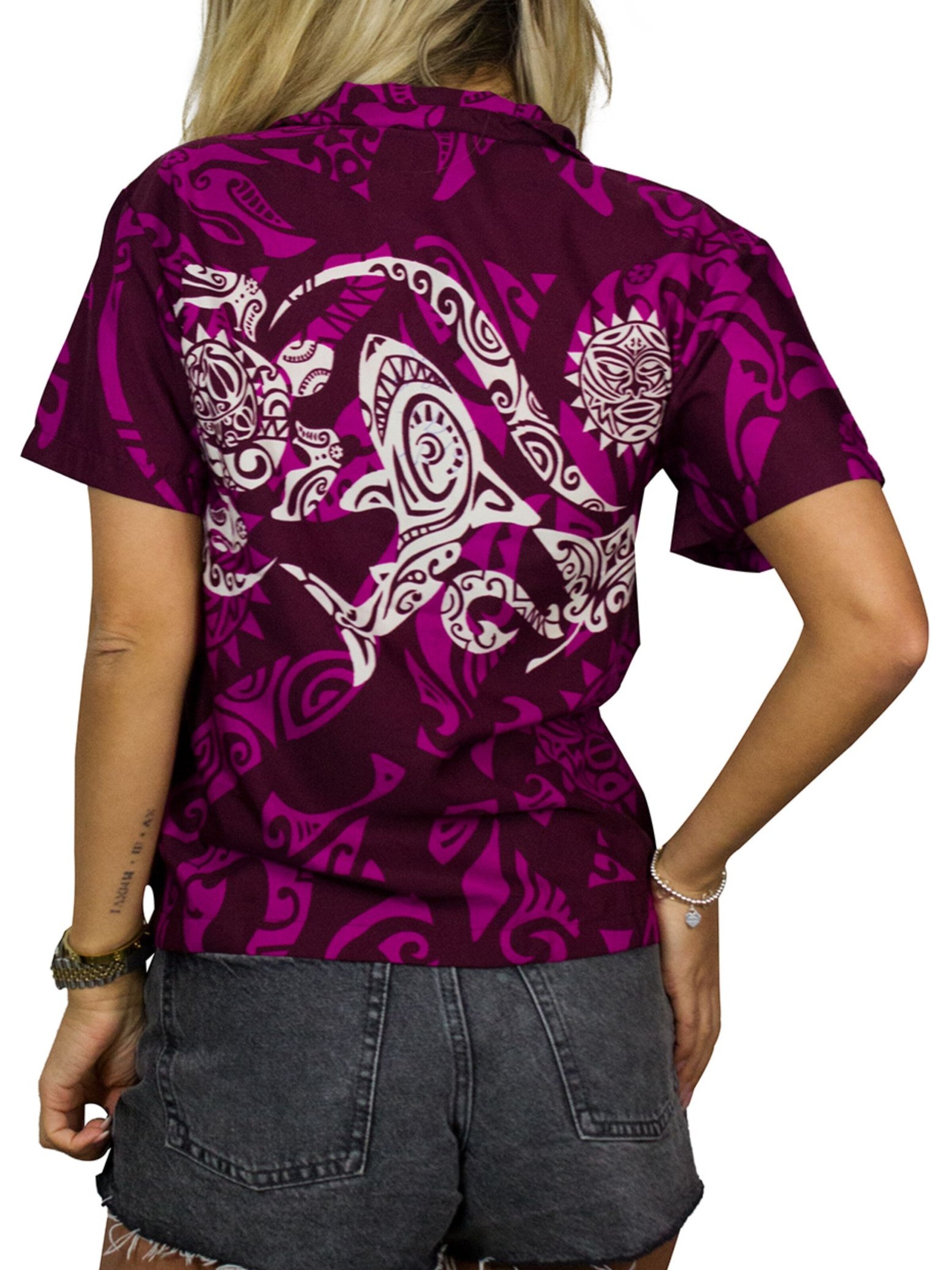 King Kameha Bluse 'Maori Chest'‌‌‌‌‌ in Lila
