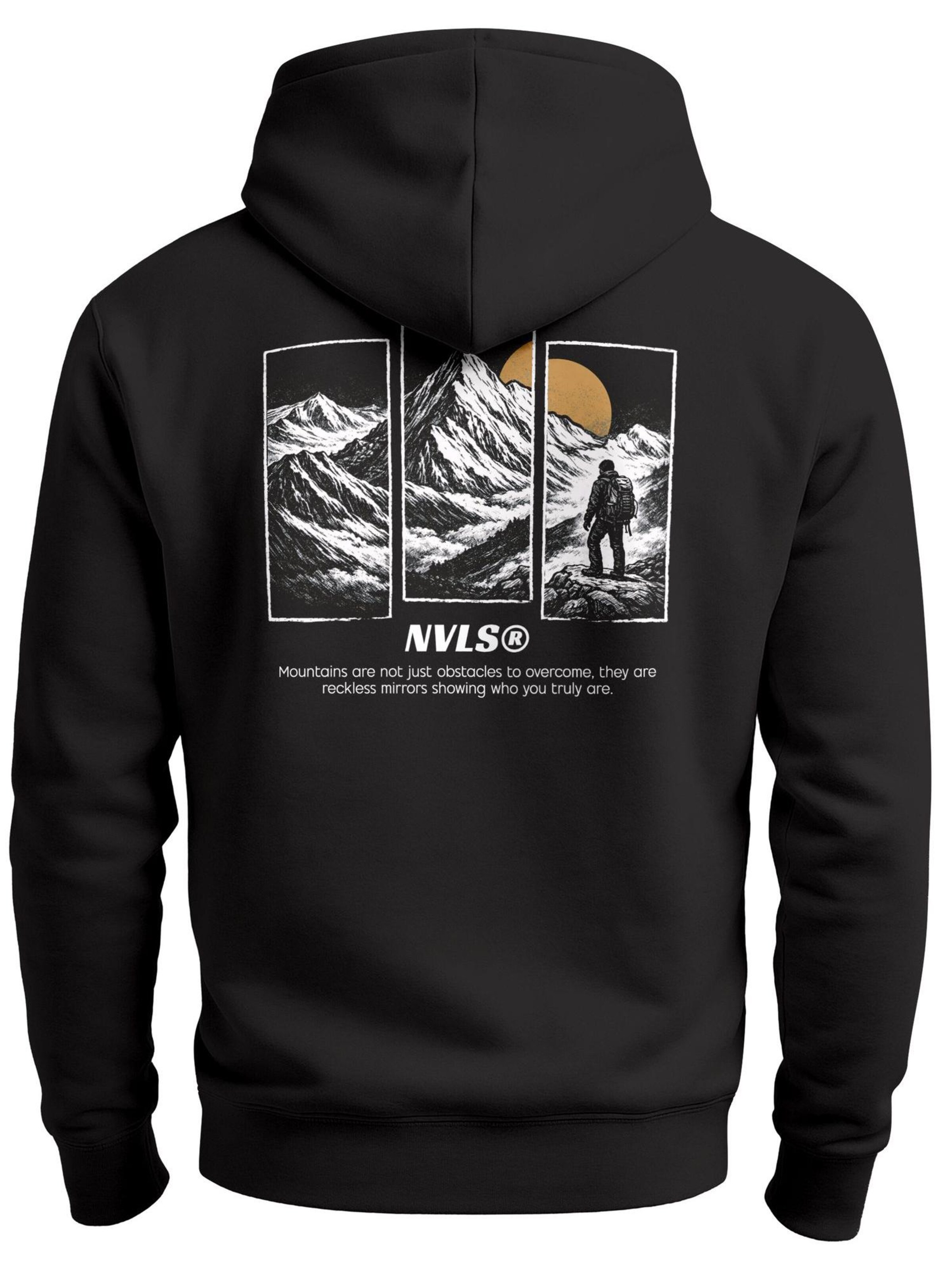 Neverless Sweatshirt 'Mountain Wanderer'‌‌‌ in Schwarz: Vorderseite
