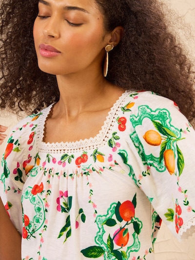 love & roses Shirt in XS in Green / Pink / Pastel pink / Orange red, Item view