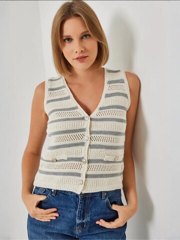 Gilet in maglia di Bianco Lucci in beige: frontale