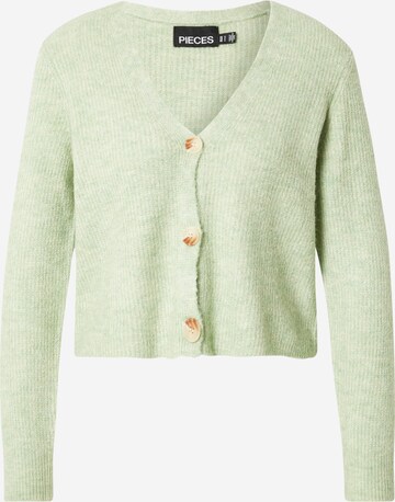 PIECES Knit Cardigan 'Ellen' in Green: front