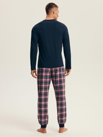 Henderson - Pijama largo 'Schlafanzug Langarm Rundhalsausschnitt Baumwolle Karomuster Noir' en azul