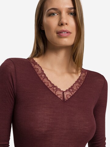 T-shirt 'Woolen Lace' Hanro en marron