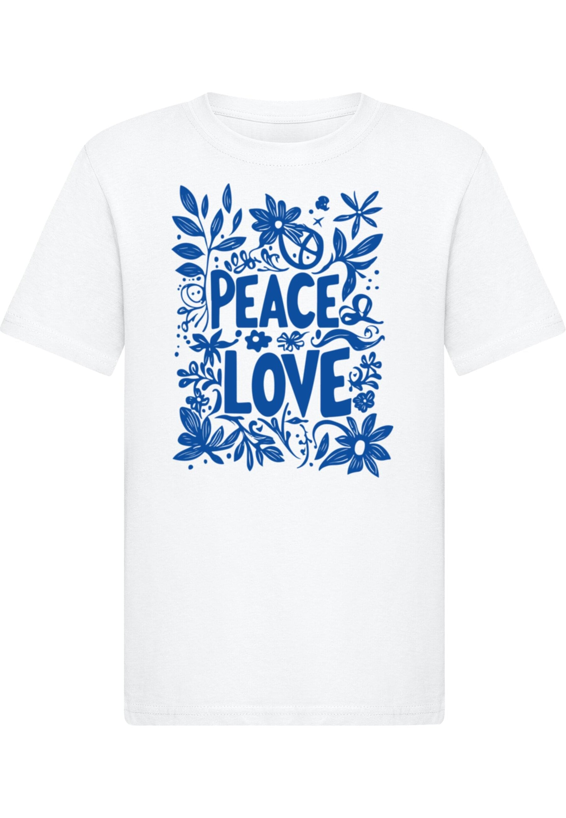 Maglietta 'Peace Love' di Merchcode in bianco: frontale