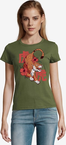 Blondie & Brownie Shirt 'BlumenTiger' in Green: front