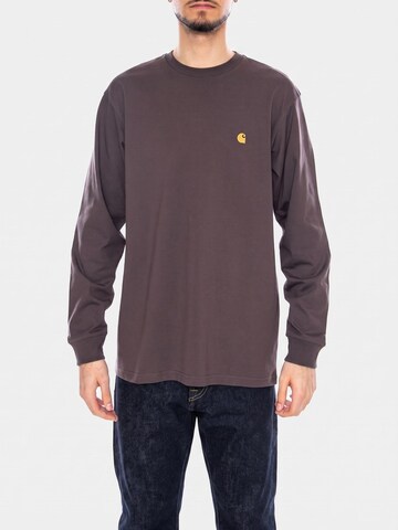 Carhartt WIP Shirt 'L/S Chase T-Shirt Shale / Gold' in Brown