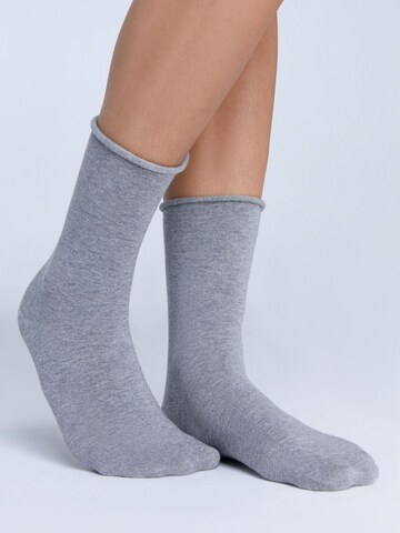 Albero Natur Socken 'Bio-Baumwoll-Socken mit Rollrand Unisex – 2er Pack'‌‌‌‌‌‌‌‌‌‌ in Grau