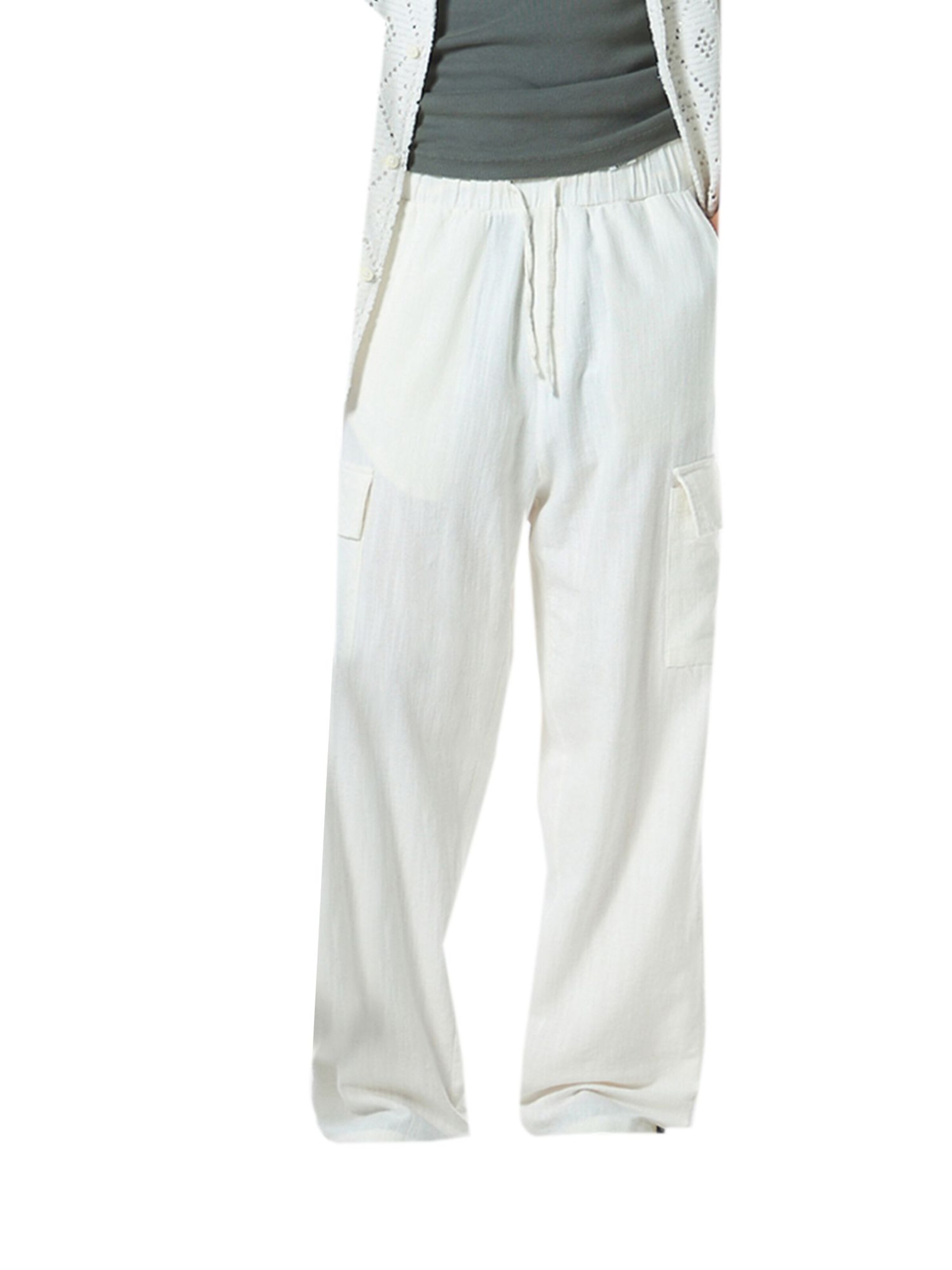 VAMOS CLO Свободный крой Штаны в Белый: спереди