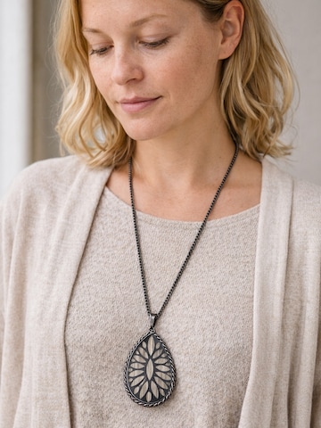 COLLEZIONE ALESSANDRO Necklace 'Wood' in Grey: front