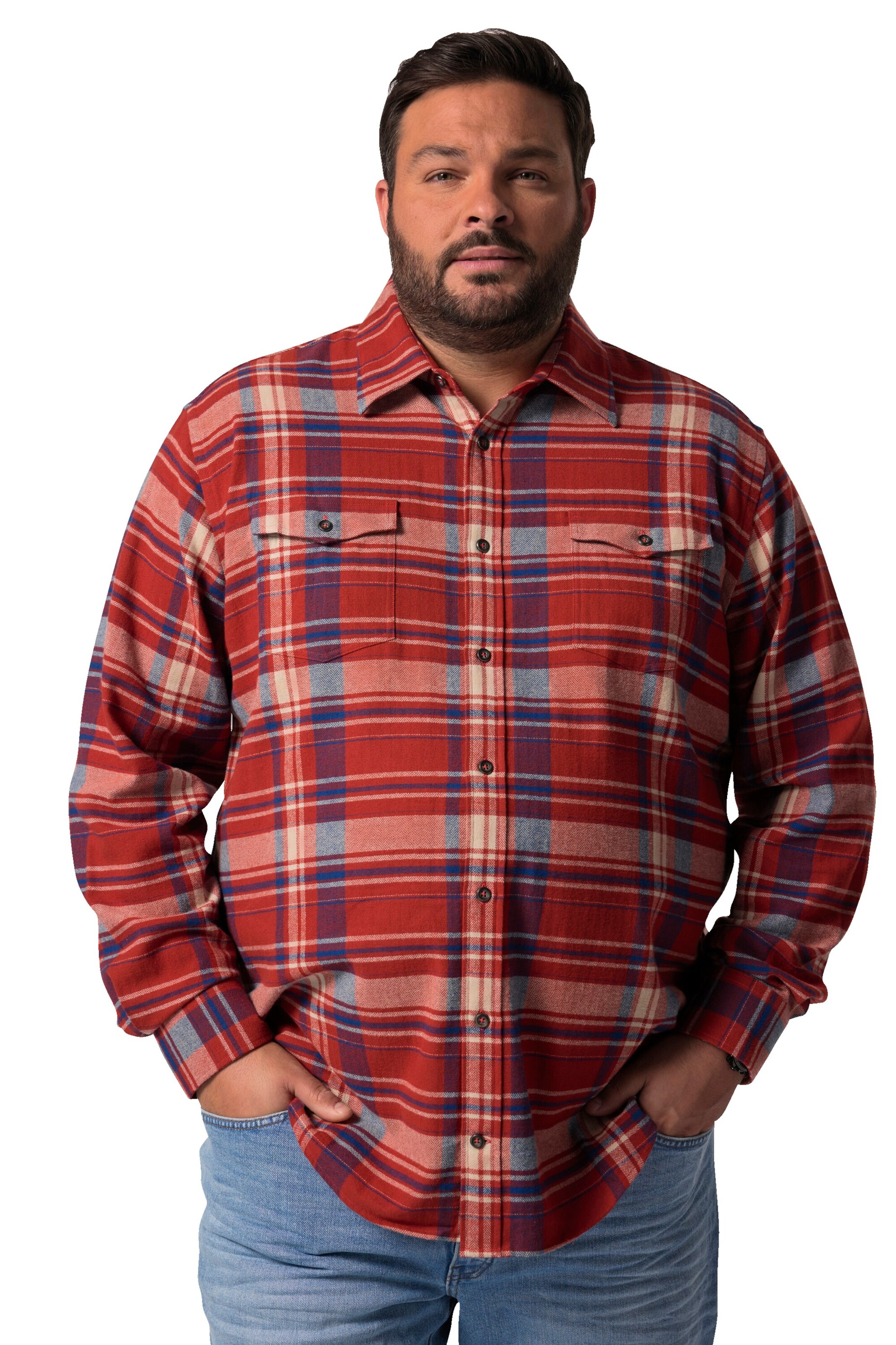 John F. Gee Comfort fit Overhemd in Rood: voorkant