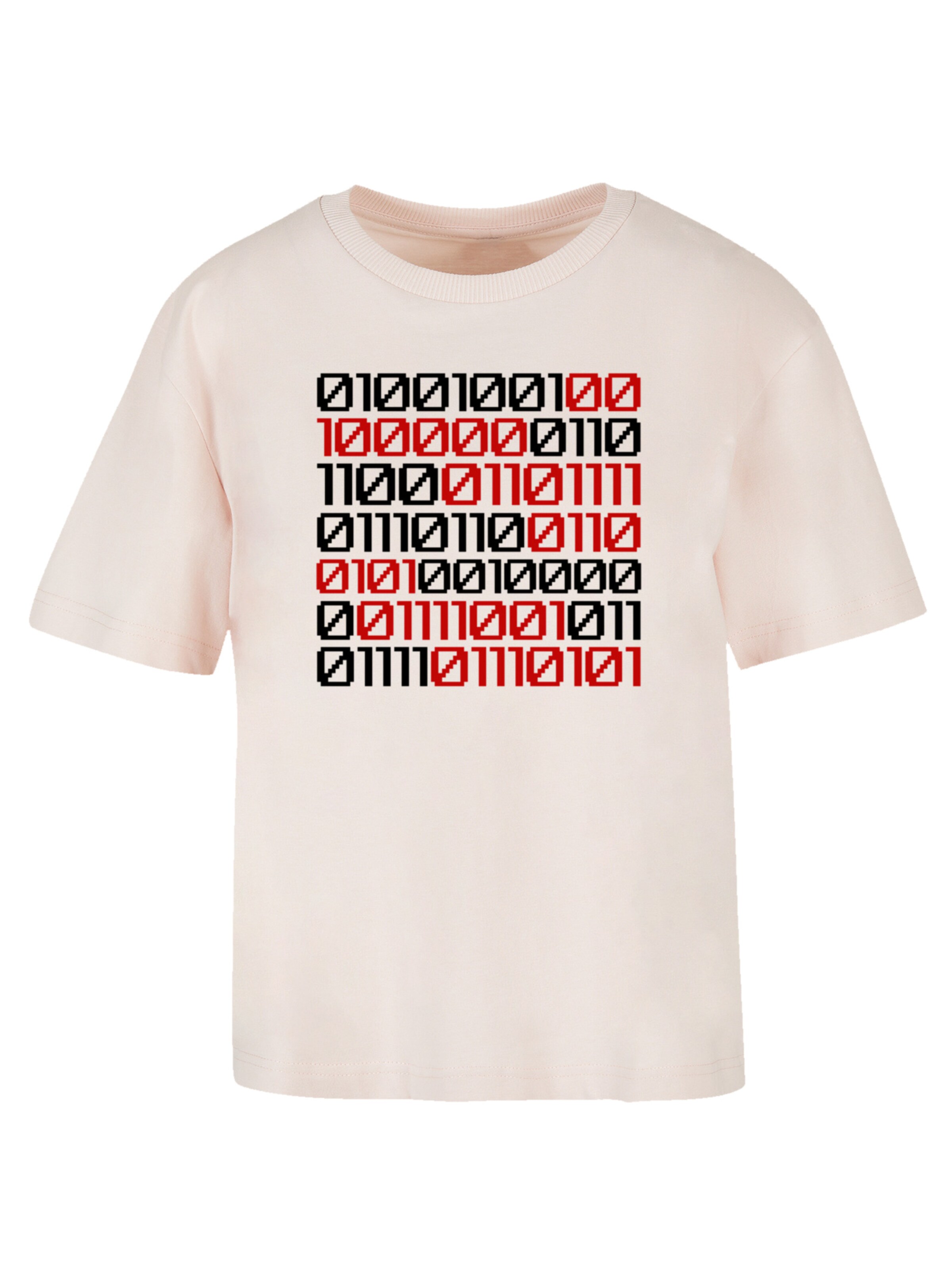 F4NT4STIC Shirt 'I love you 01001001 Binary Code Valentinstag' in Roze: voorkant
