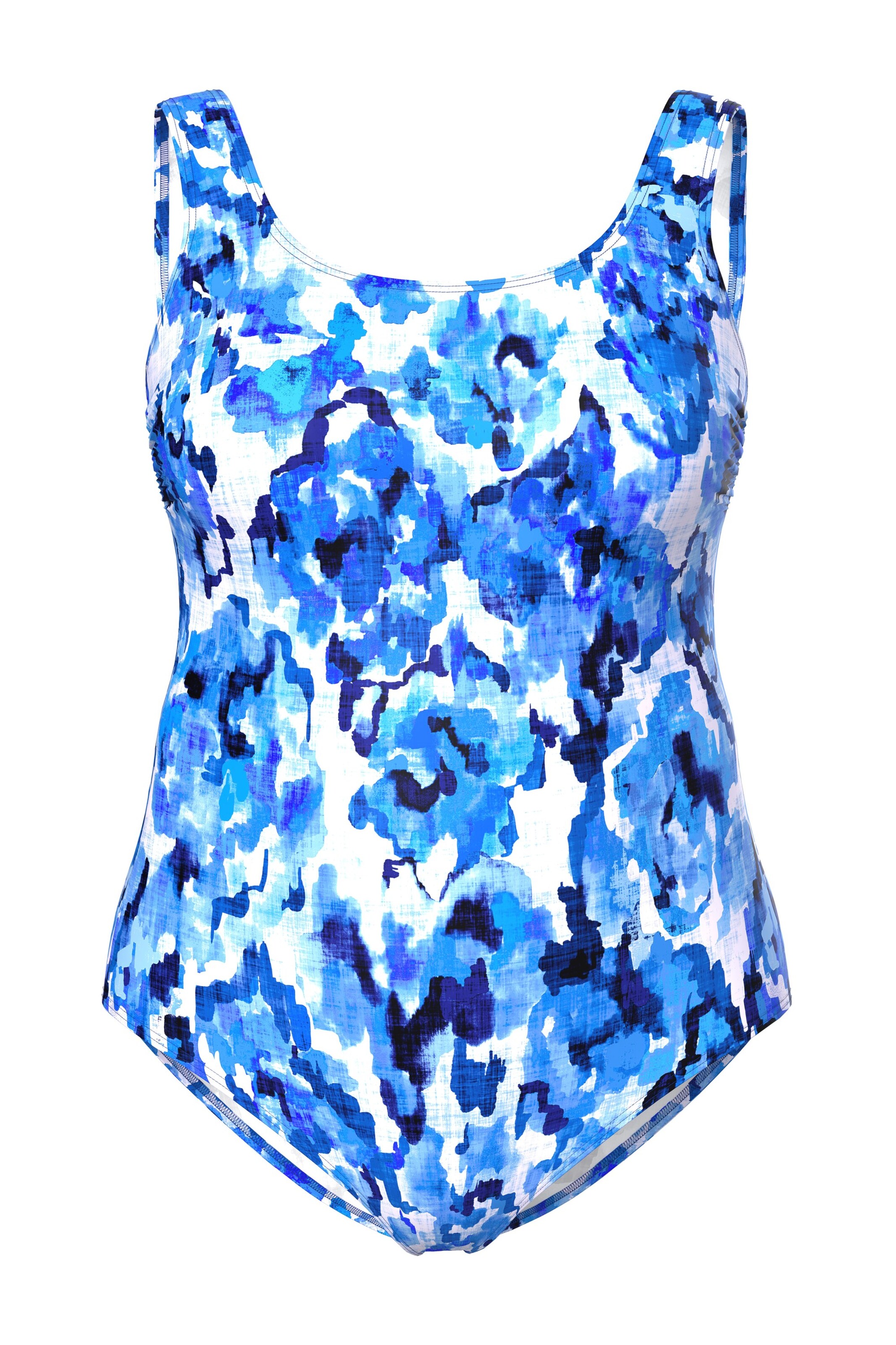 Ulla Popken T-shirt Badpak in Blauw: voorkant