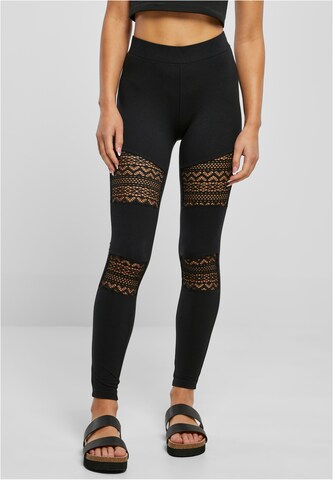 Urban Classics Skinny Leggings in Black: front