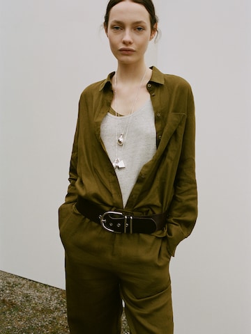 MANGO Loosefit Bukser 'Lino' i grøn