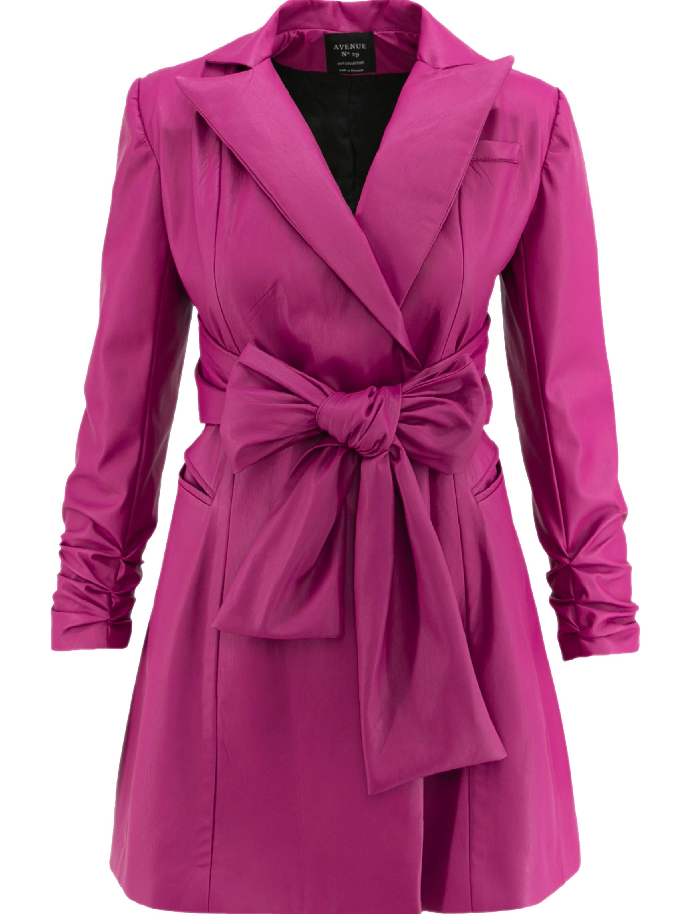 AVENUE N°29 Kavaj 'Eco Leather Blazer Dress With Bow' i rosa: framsida