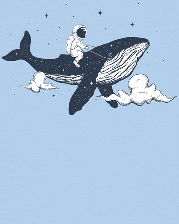 Watapparel Shirt ' Spacewhale ' in Blauw