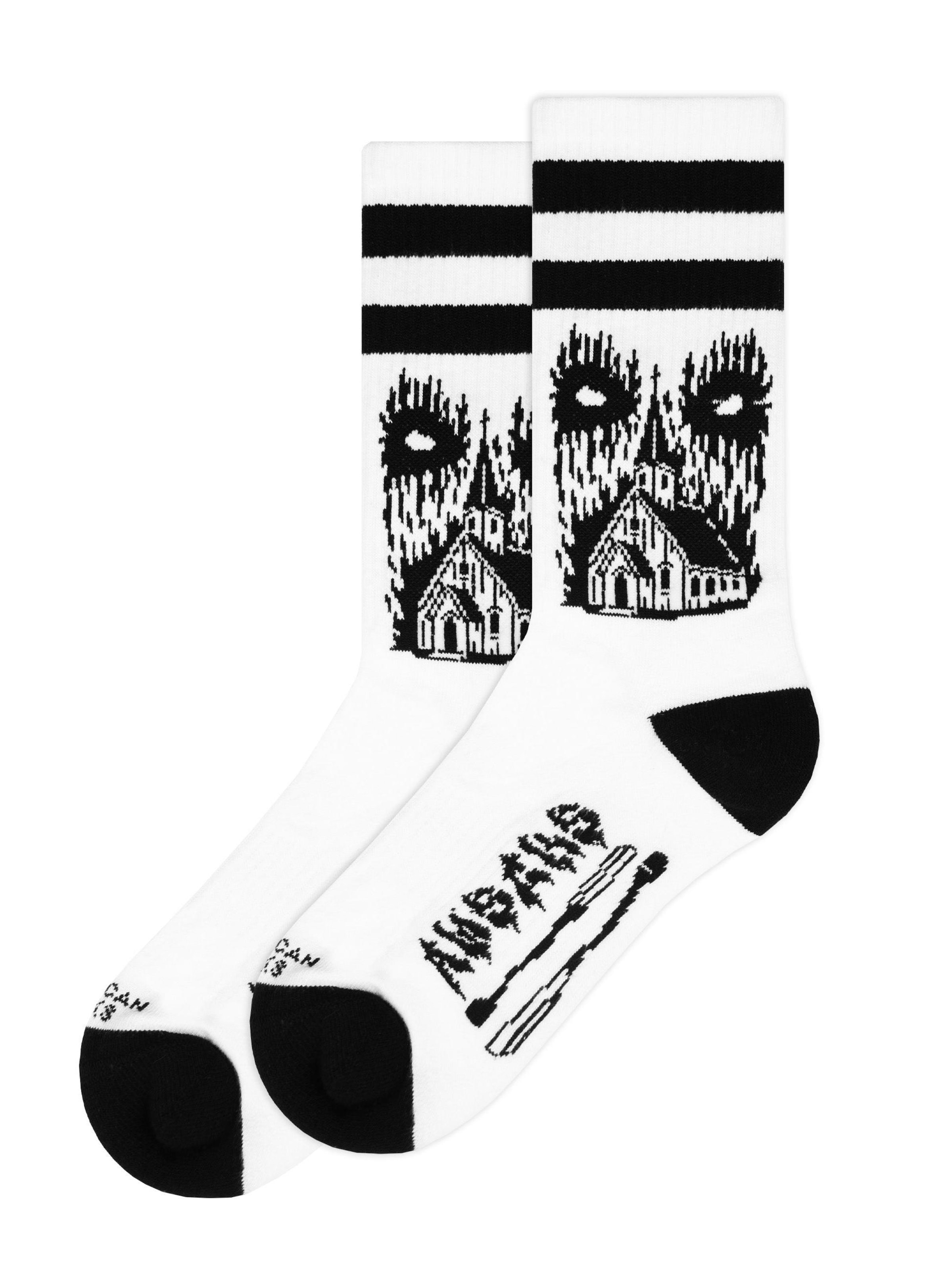 American Socks Socks 'Church of Doom' in White: front