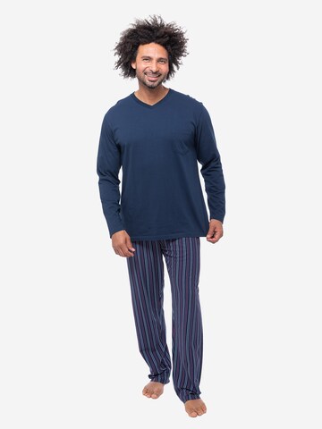 Ammann Pyjama lang 'Night & Home Cotton' in Blau