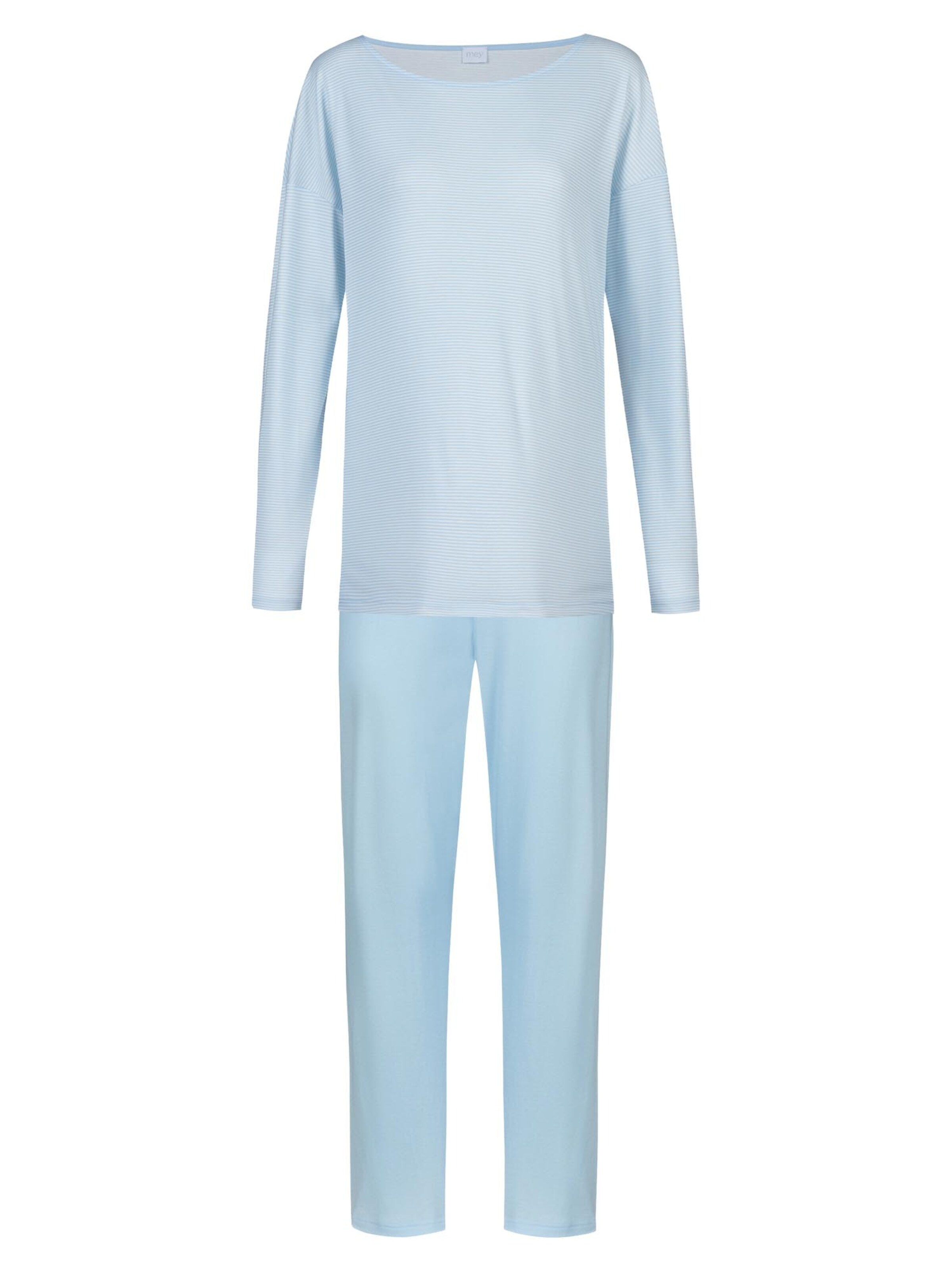 Mey Pyjama 'Simple Stripes' in Blauw: voorkant