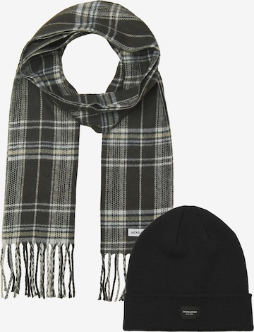 JACK & JONES Set: Mütze und Schal 'JACFROST' in Schwarz: Vorderseite