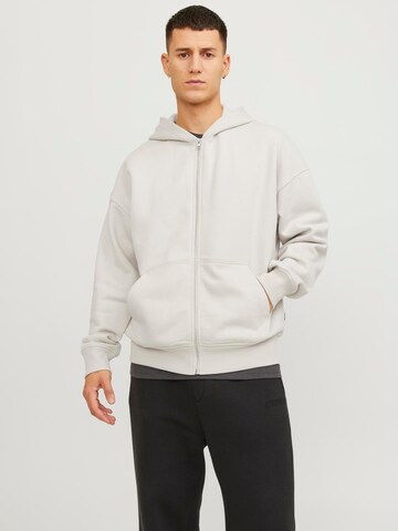 JACK & JONES Sweat jacket 'HARVEY' in Grey: front