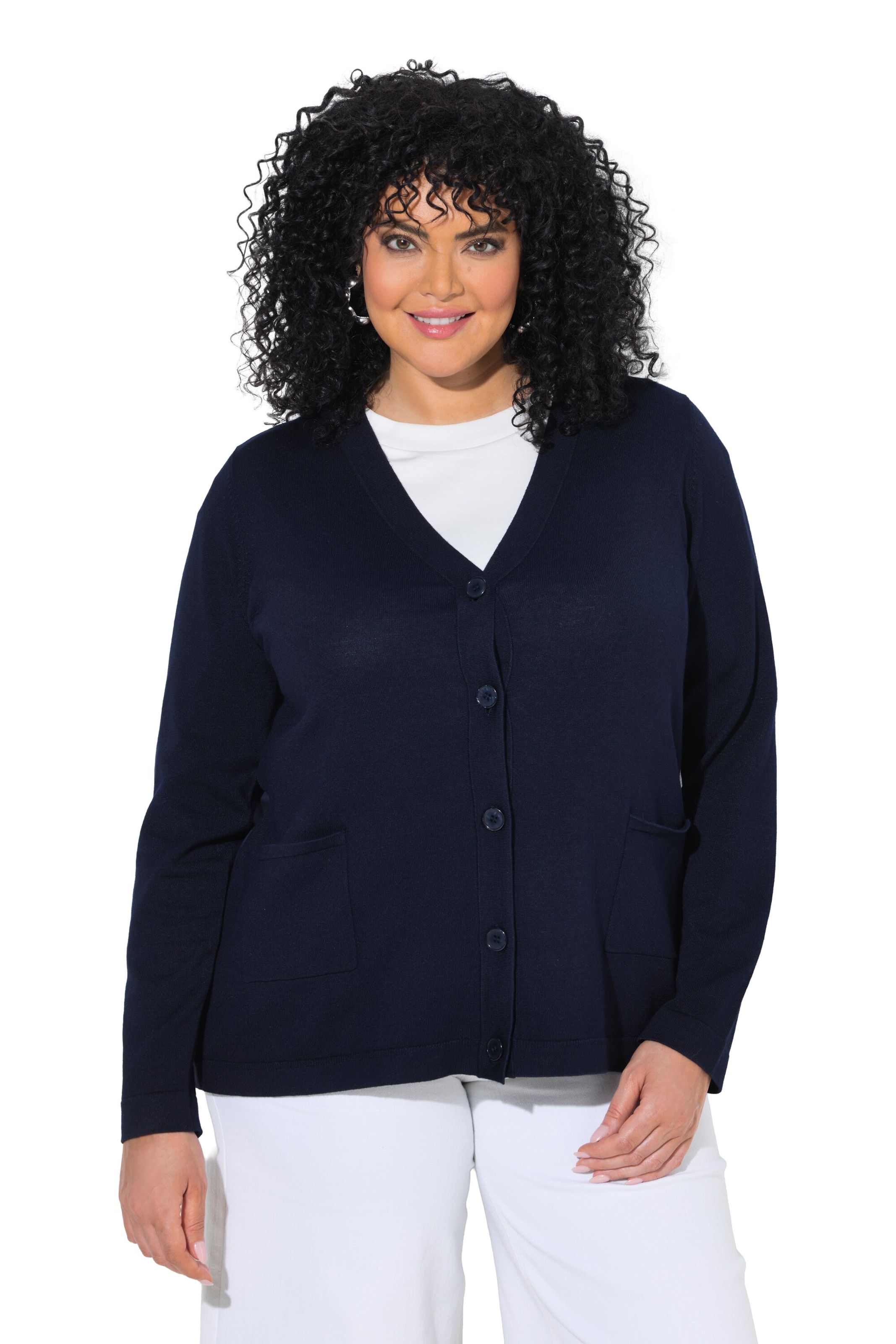 Ulla Popken Strickjacke in Blau: Vorderseite