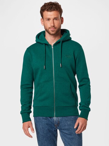 Superdry Sweat jacket in Green: front