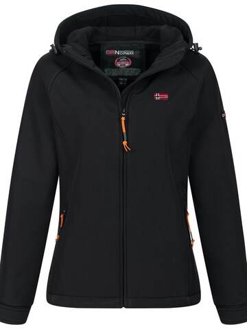 GEOGRAPHICAL NORWAY Between-Season Jacket 'Herbst Winter Jacke Softshell Jacke Regen Outdoor Übergangs Jacke' in Black: front