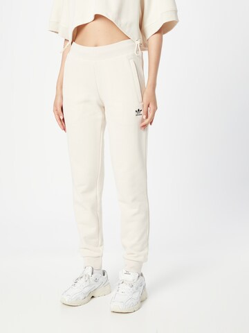 ADIDAS ORIGINALS - Tapered Calças de pijama 'Adicolor Essentials' em branco: frente