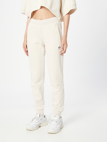 ADIDAS ORIGINALS - Tapered Calças de pijama 'Adicolor Essentials' em branco: frente