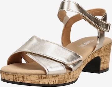 Sandales à lanières GABOR en or : devant