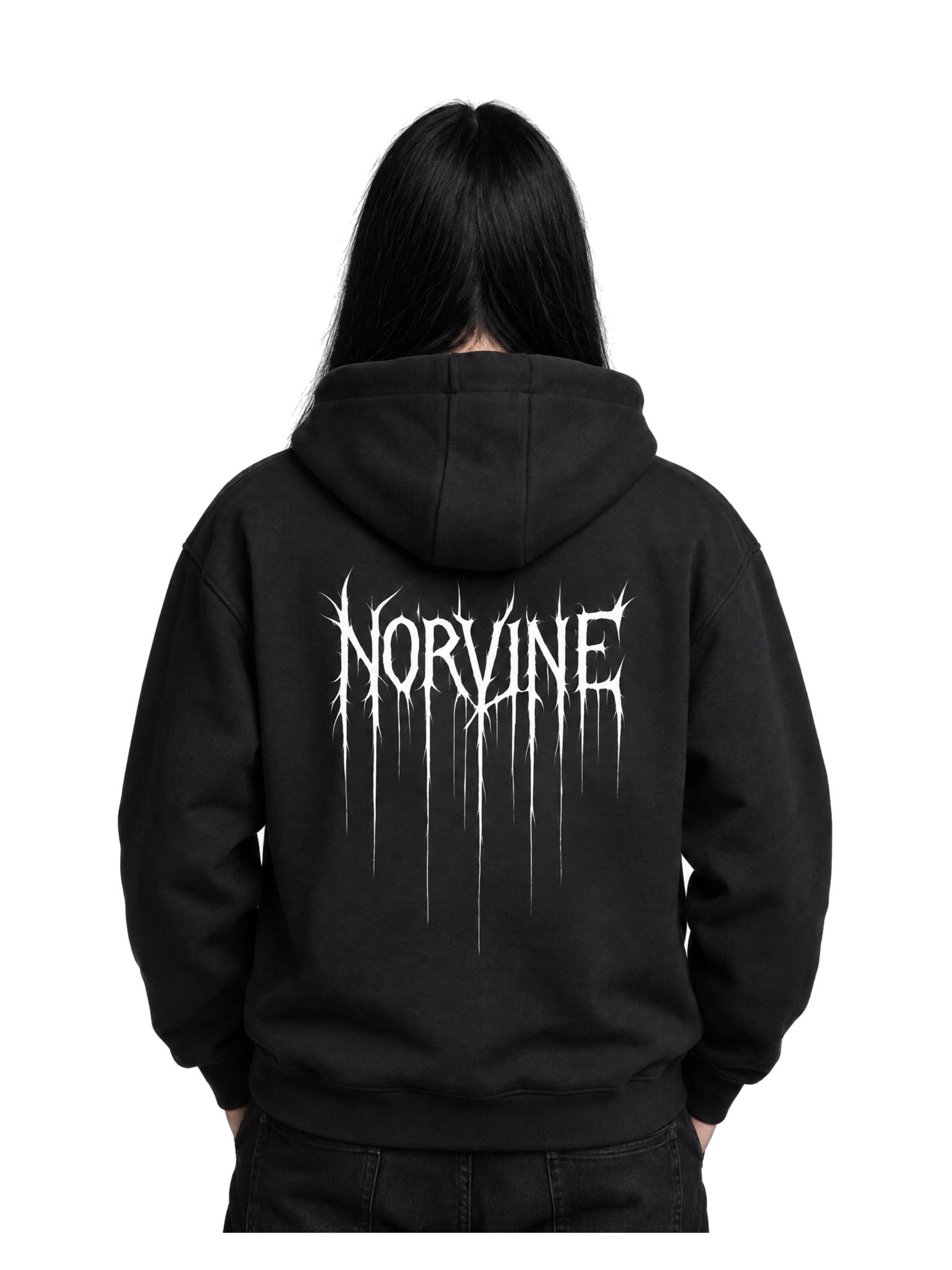 Norvine Collegepaita 'Norvine Metal Veins Zipped Hoodie Zipper' värissä musta