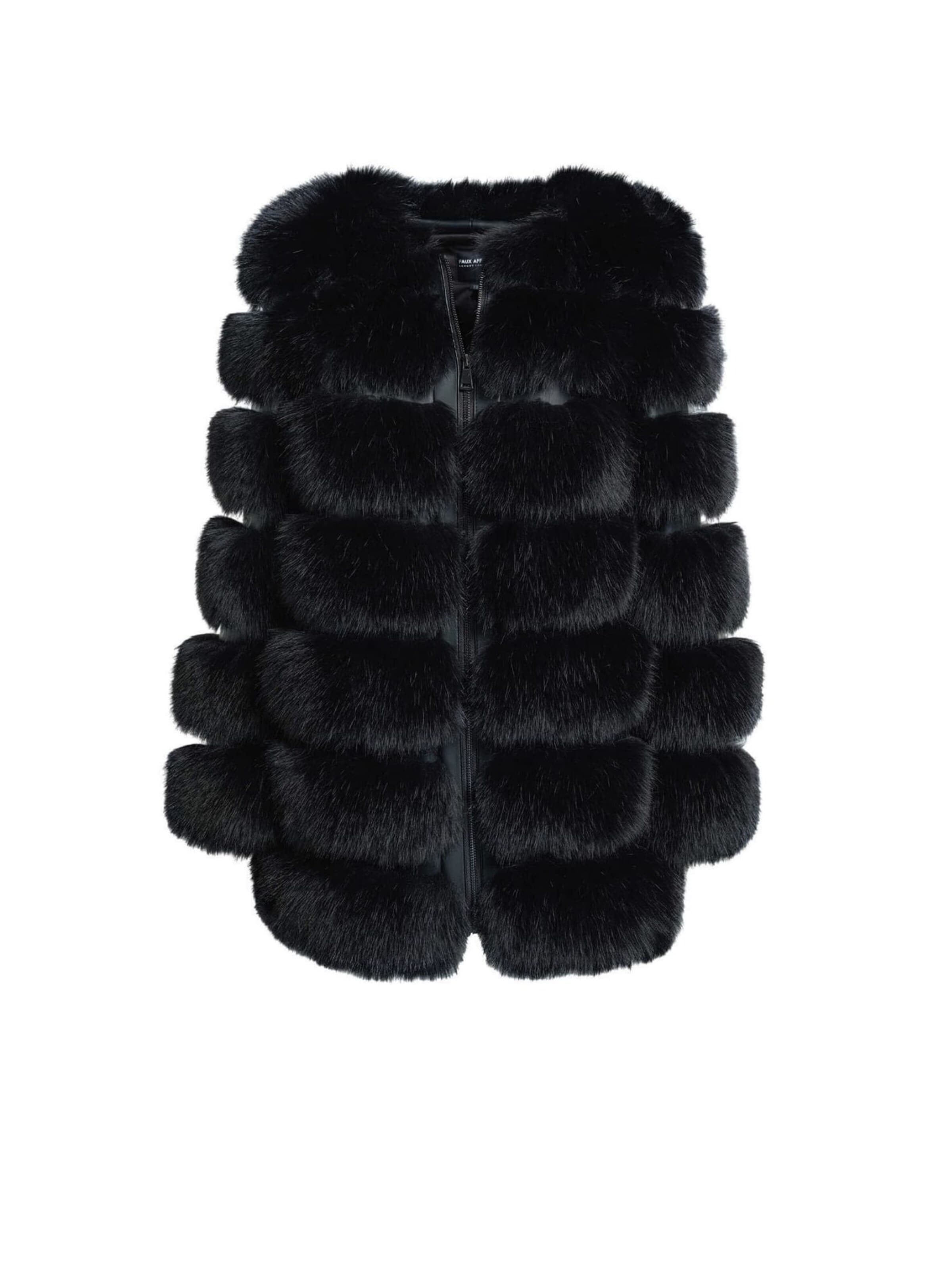 FauxAffairs Winterjacke 'KUNSTFELL MANTEL COSMA'‌‌‌‌‌‌‌‌‌ in Schwarz: Vorderseite