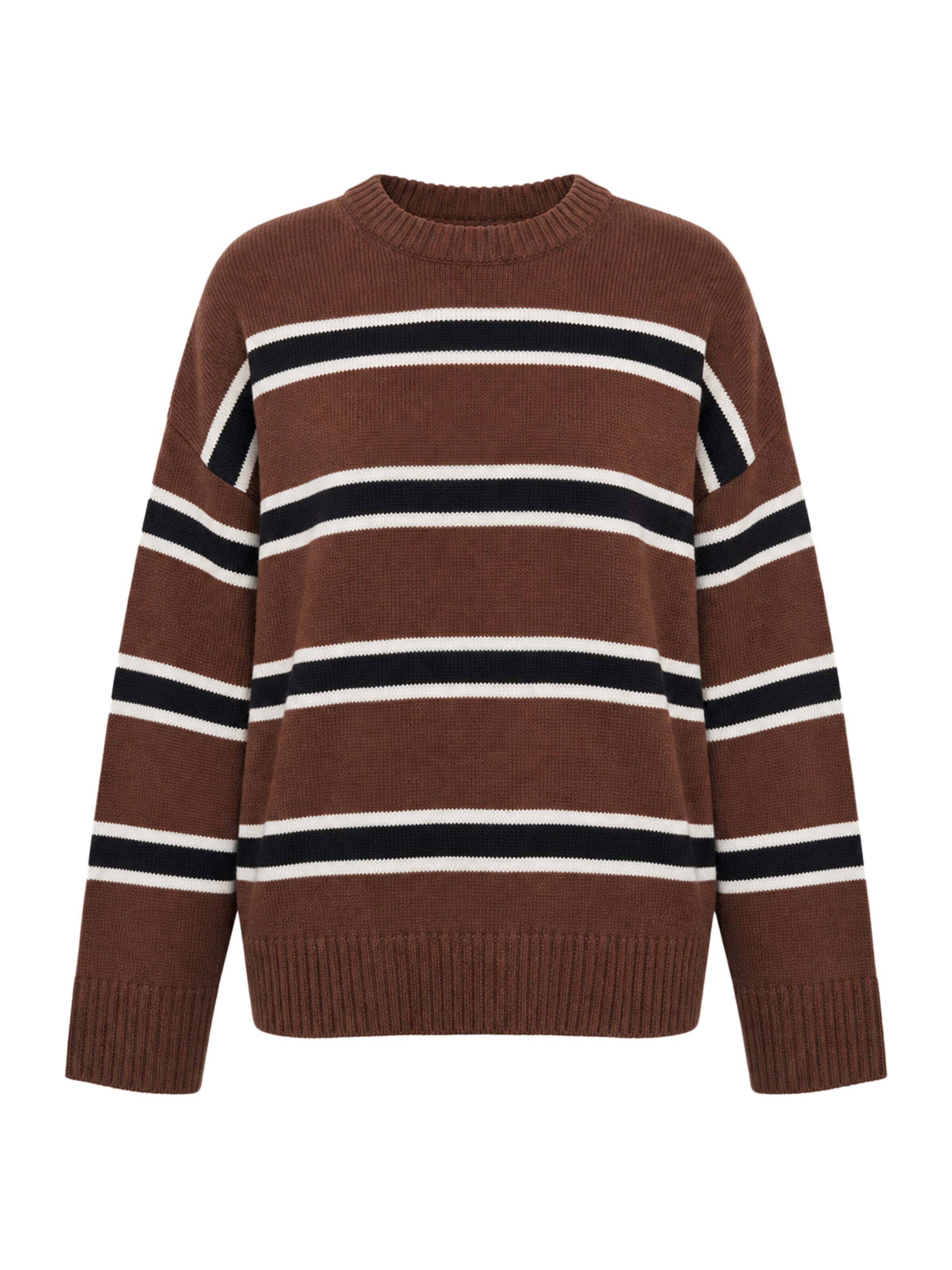 BRAVE SOUL Trui in L in de kleur Navy / Bruin / Wit, Productweergave