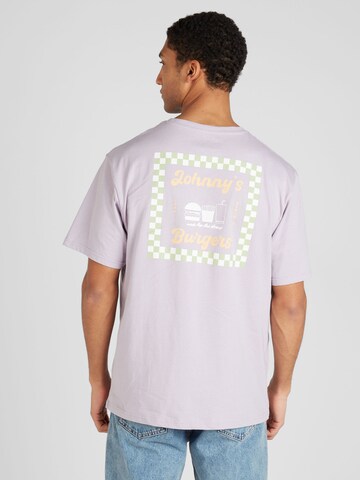 Denim Project T-shirt 'Johnny´s Burgers' i lila: framsida