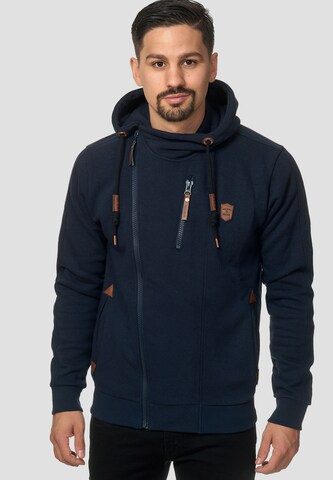 INDICODE JEANS Zip-Up Hoodie 'Elm' in Blue: front