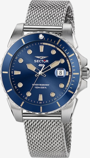 SECTOR Analoog horloge '450 41MM 3H BLUE DIAL MESH BAND SS' in de kleur Blauw / Zilver, Productweergave