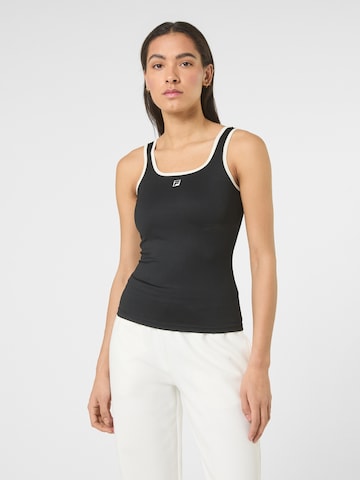 FILA - Top 'MAIANO slim logo rib tank top' en negro: frente