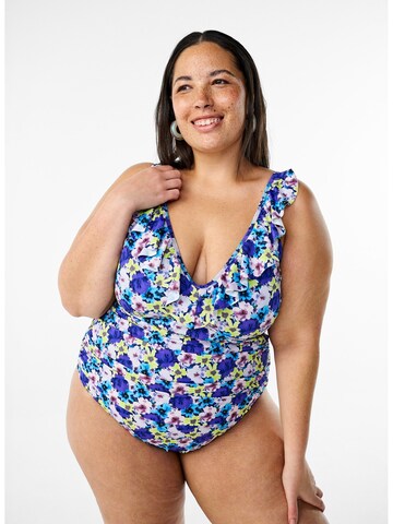 Bustier Maillot de bain 'Skitrin' Swim by Zizzi en violet : devant
