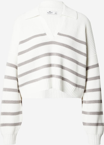 HOLLISTER Пуловер в бяло: отпред
