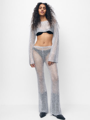 Pull&Bear Flared Pants in Silver