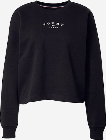Tommy Jeans Sweatshirt 'ESSENTIAL' in Zwart: voorkant