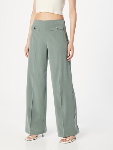 LA STRADA UNICA Wide leg Pleated Pants in Green: front