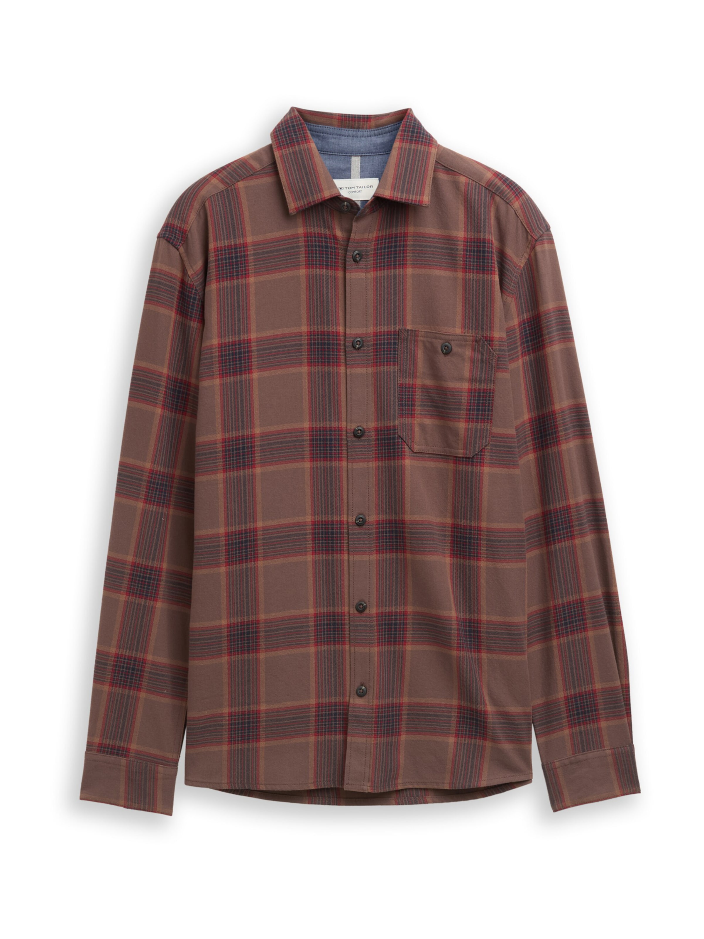 TOM TAILOR Hemd in schoko / cappuccino / anthrazit / rot, Produktansicht