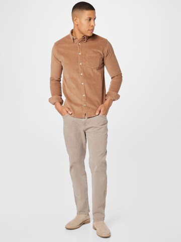 Kronstadt Regular fit Button Up Shirt 'Johan' in Brown