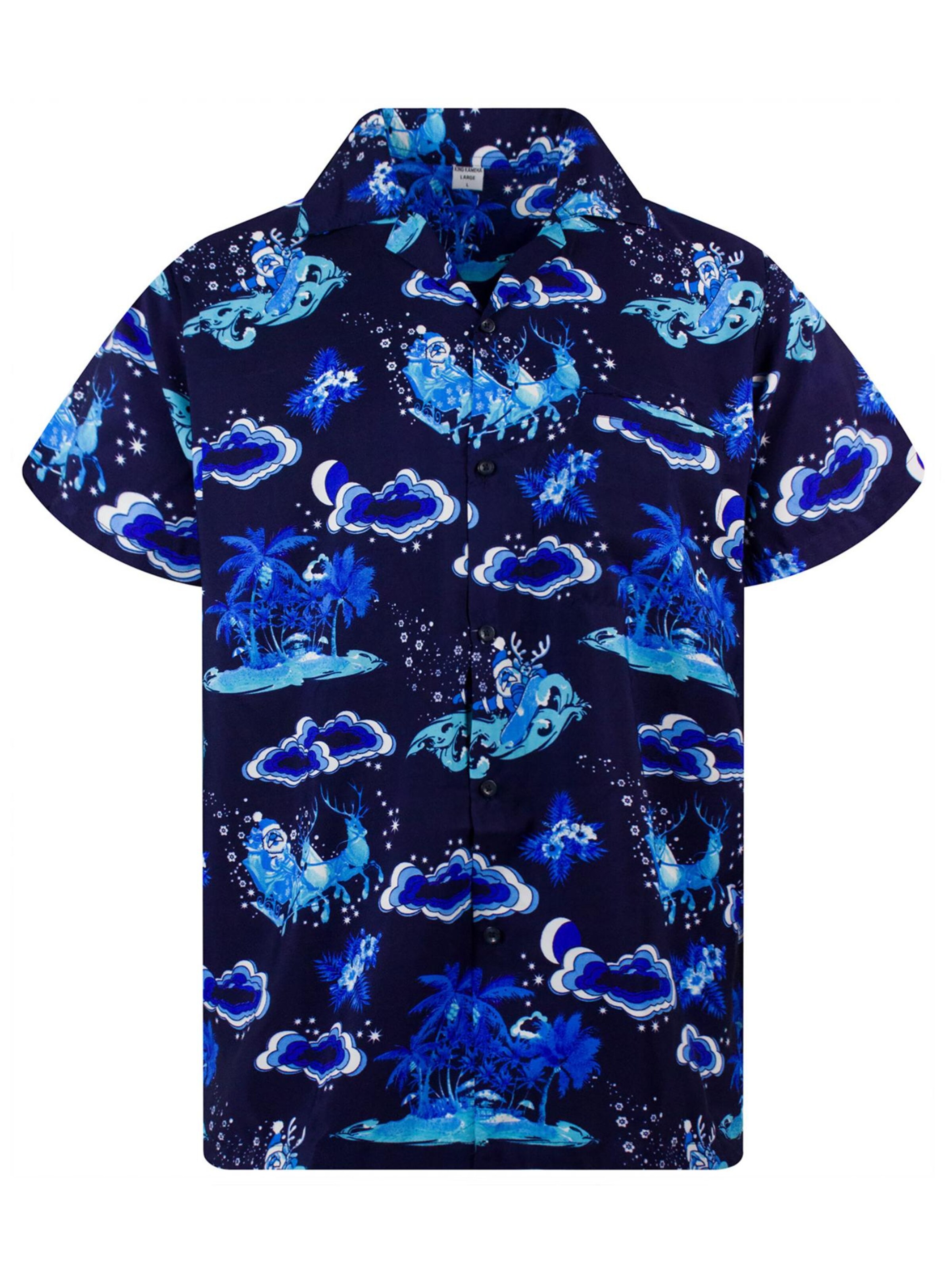 King Kameha Hemd 'Christmas Island'‌‌‌‌‌‌‌‌ in Blau: Vorderseite