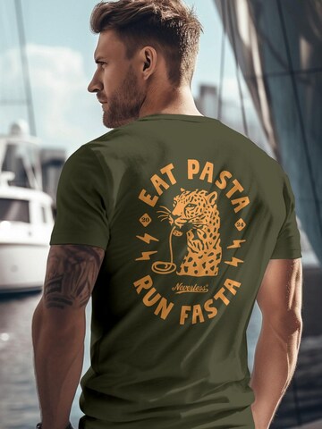 Neverless Shirt 'Eat pasta' in Green